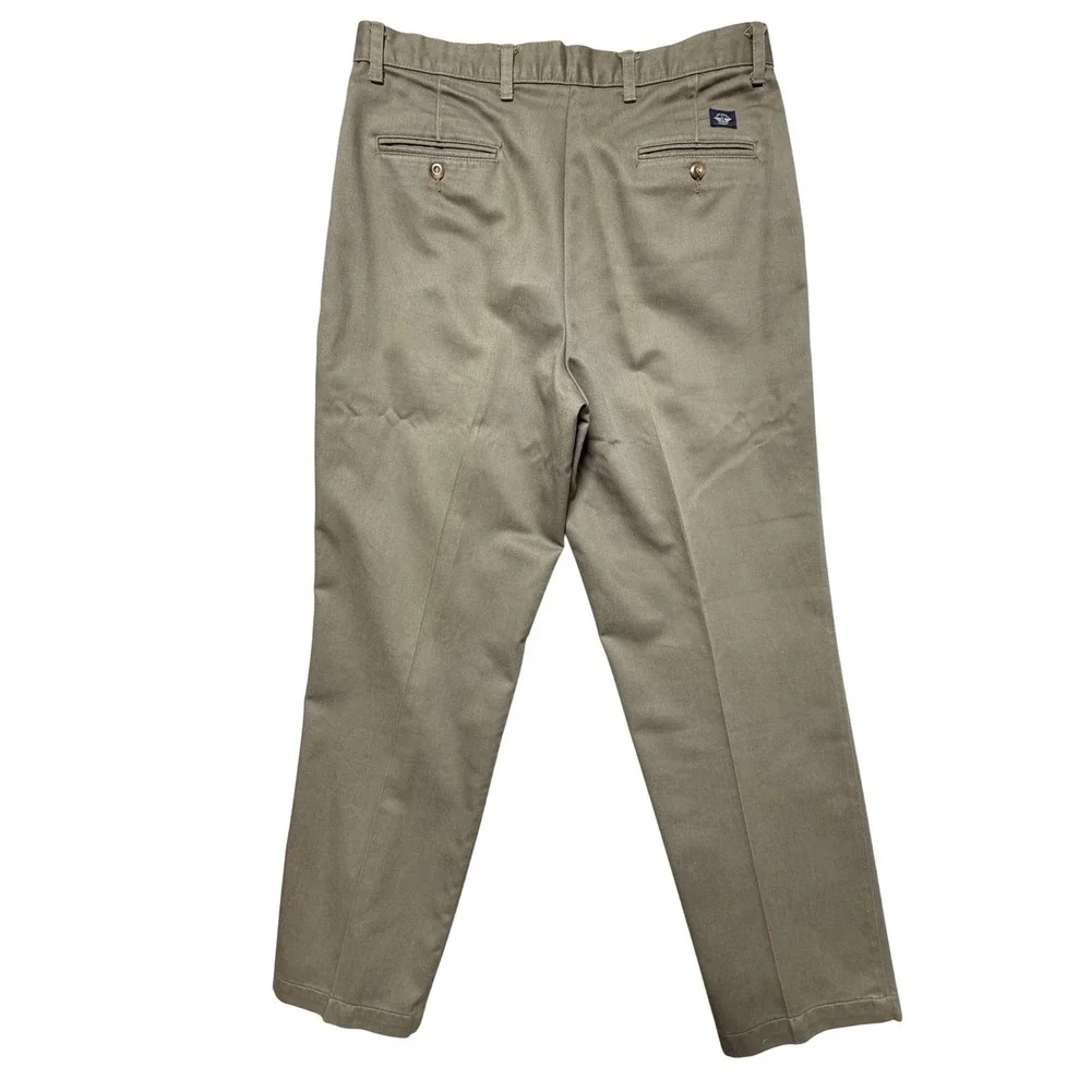 Dockers Mens 36x32 Pleated Chinos Olive Green Cotton Twill Pants 40443-8136‎